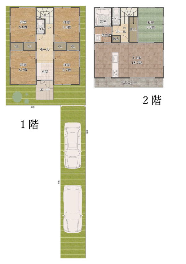 東住吉区住道矢田1丁目中古戸建　間取り図